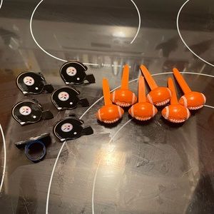 6 Football cupcake toppers and 6 Steelers cupcake toppers/rings
